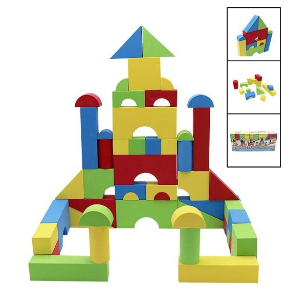 SET CONSTRUCCION FOAM 50 UNIDADES FORMAS GEOMETRICAS - SOFTEE