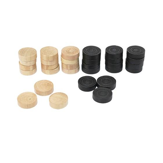 FICHAS DAMAS MADERA (12 FICHAS NEGRAS + 12 FICHAS BLANCAS) - SOFTEE