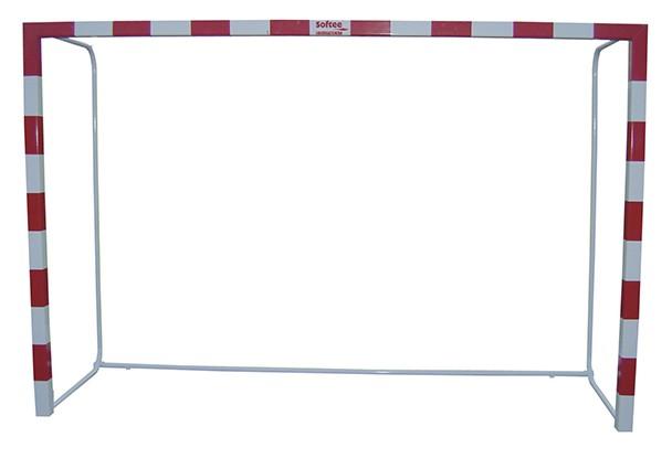 JUEGO PORTERÍAS ALUMINIO BALONMANO-FÚTBOL SALA 80X80 TRASLADABLES CON BASE TUBO REDONDO - SOFTEE