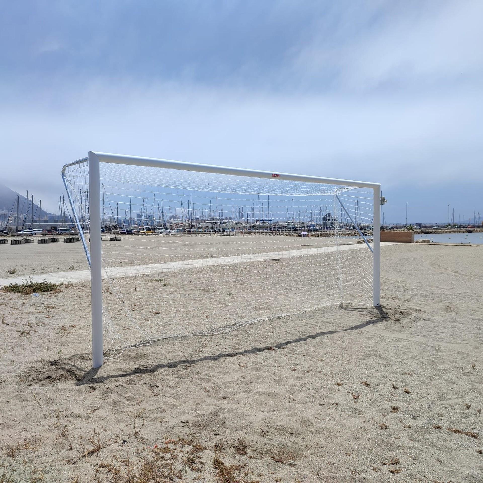 JUEGO PORTERÍAS FÚTBOL-PLAYA ALUMINIO 120X100MM - SOFTEE