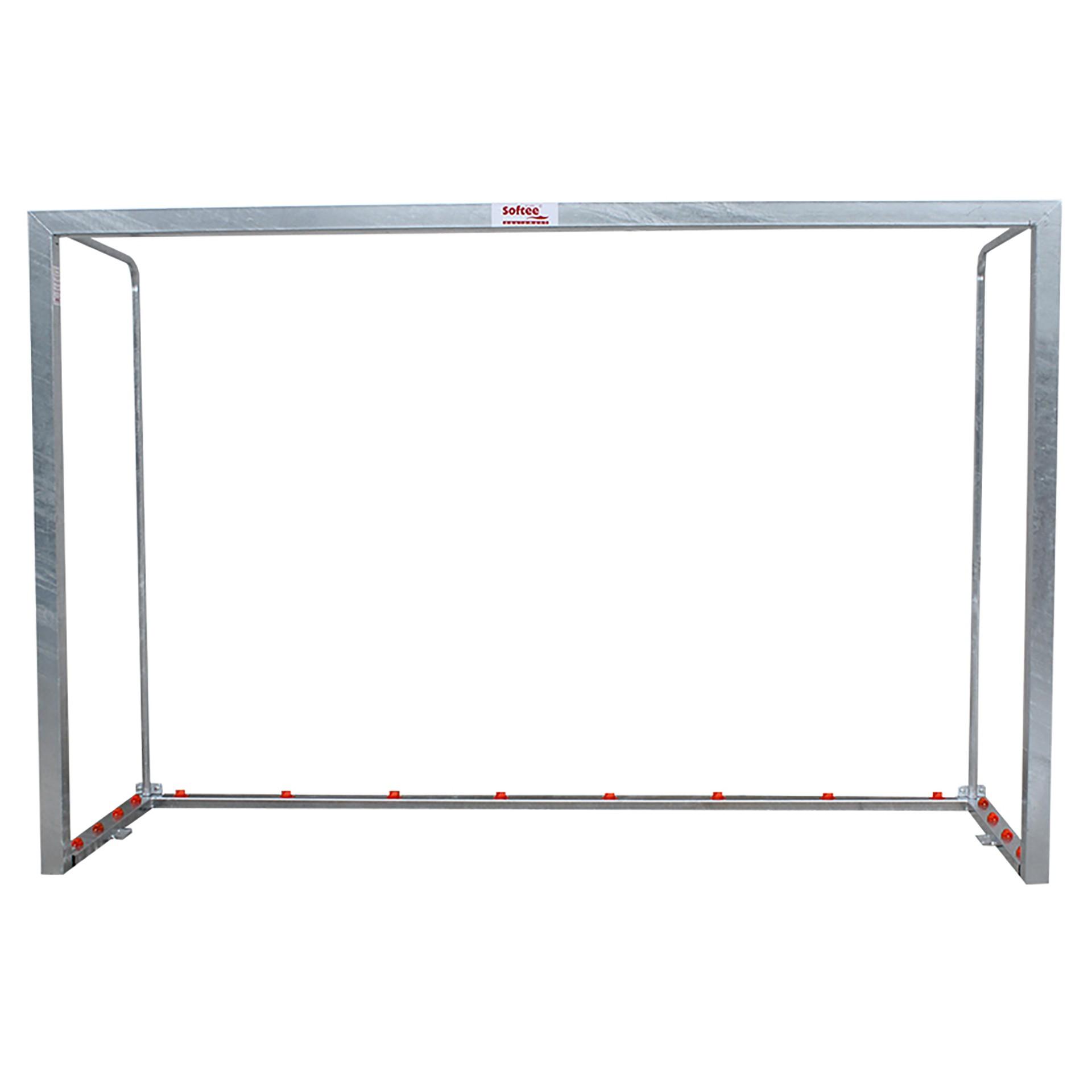 JUEGO PORTERÍAS GALVANIZADAS FÚTBOL SALA/BALONMANO METÁLICAS TRASLADABLES 80X80MM CON BASE 80X40MM - SOFTEE