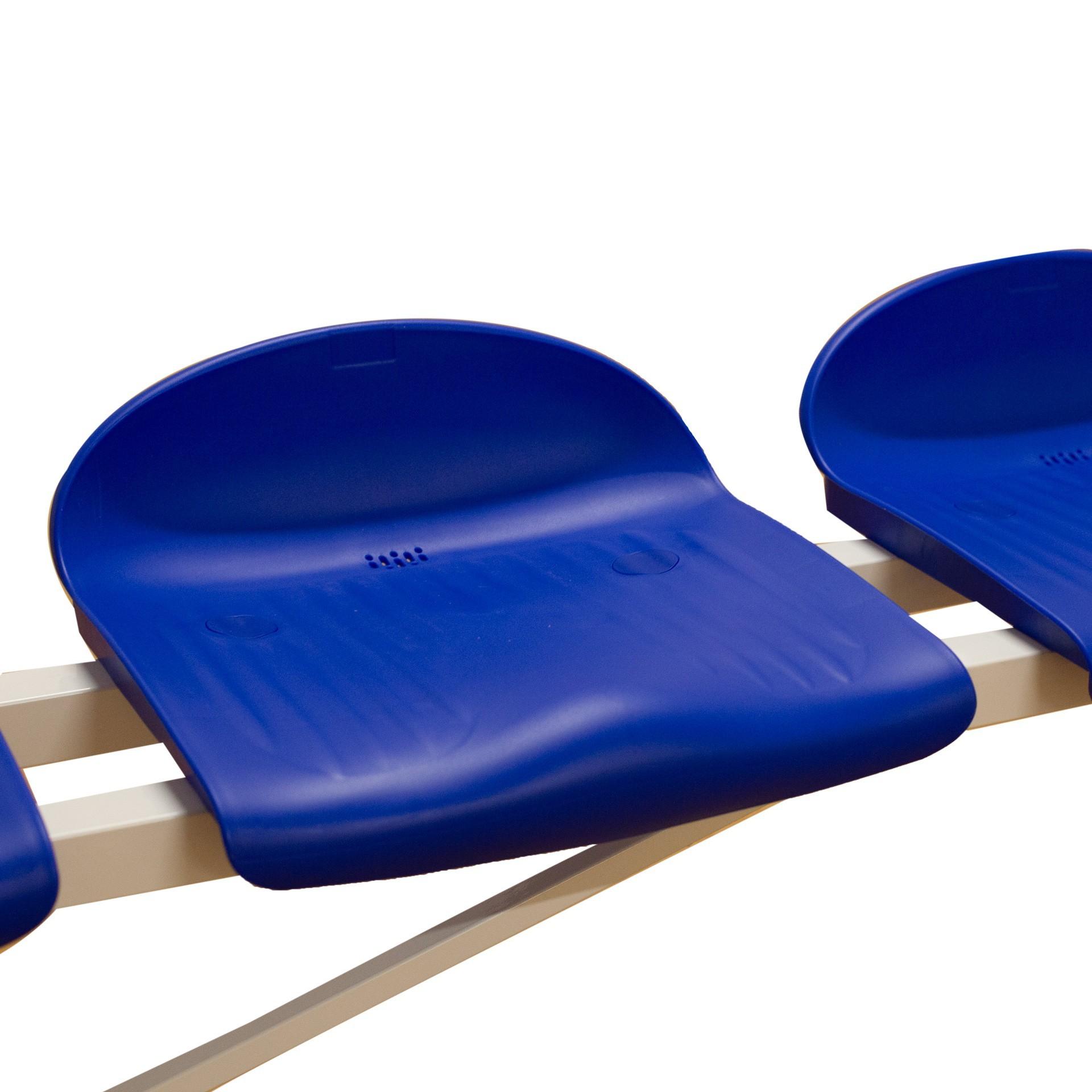 BANCO METÁLICO CON ASIENTOS AZUL PVC-5 PLAZAS- - SOFTEE