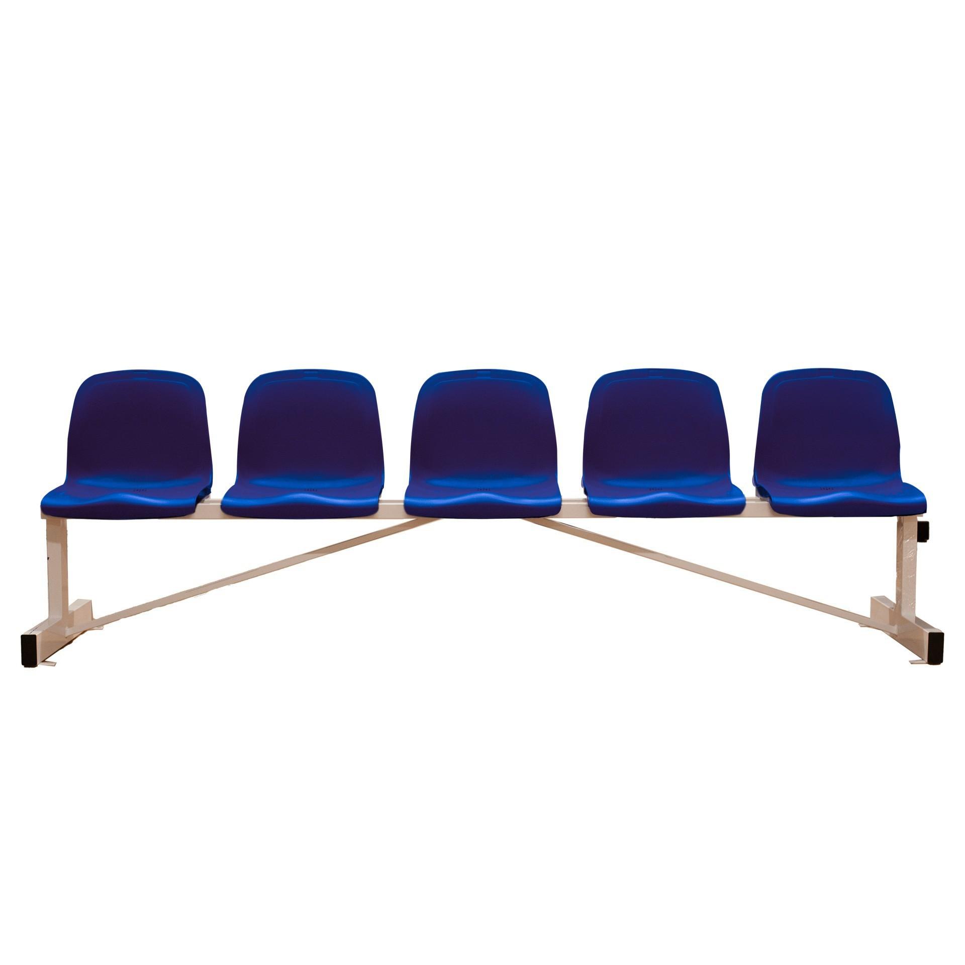 BANCO METÁLICO NEW CON ASIENTO AZUL PVC -5 PLAZAS- - SOFTEE