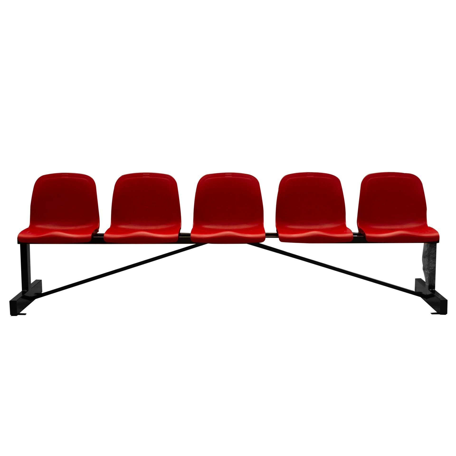 BANCO METÁLICO NEW CON ASIENTO ROJO PVC -5 PLAZAS- - SOFTEE