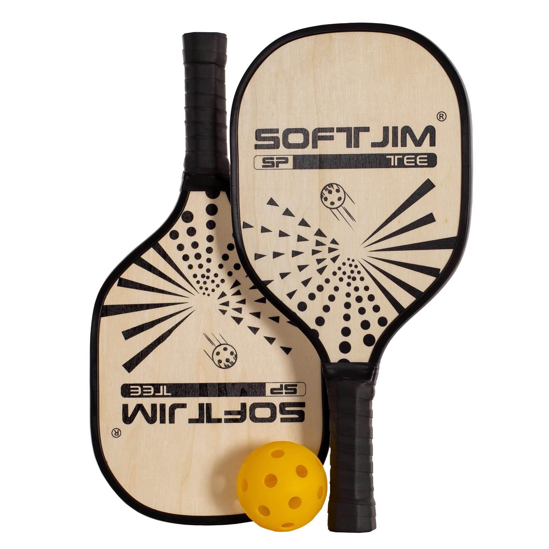 JUEGO PALAS PICKLEBALL MADERA CON PELOTA Y FUNDA - SOFTEE
